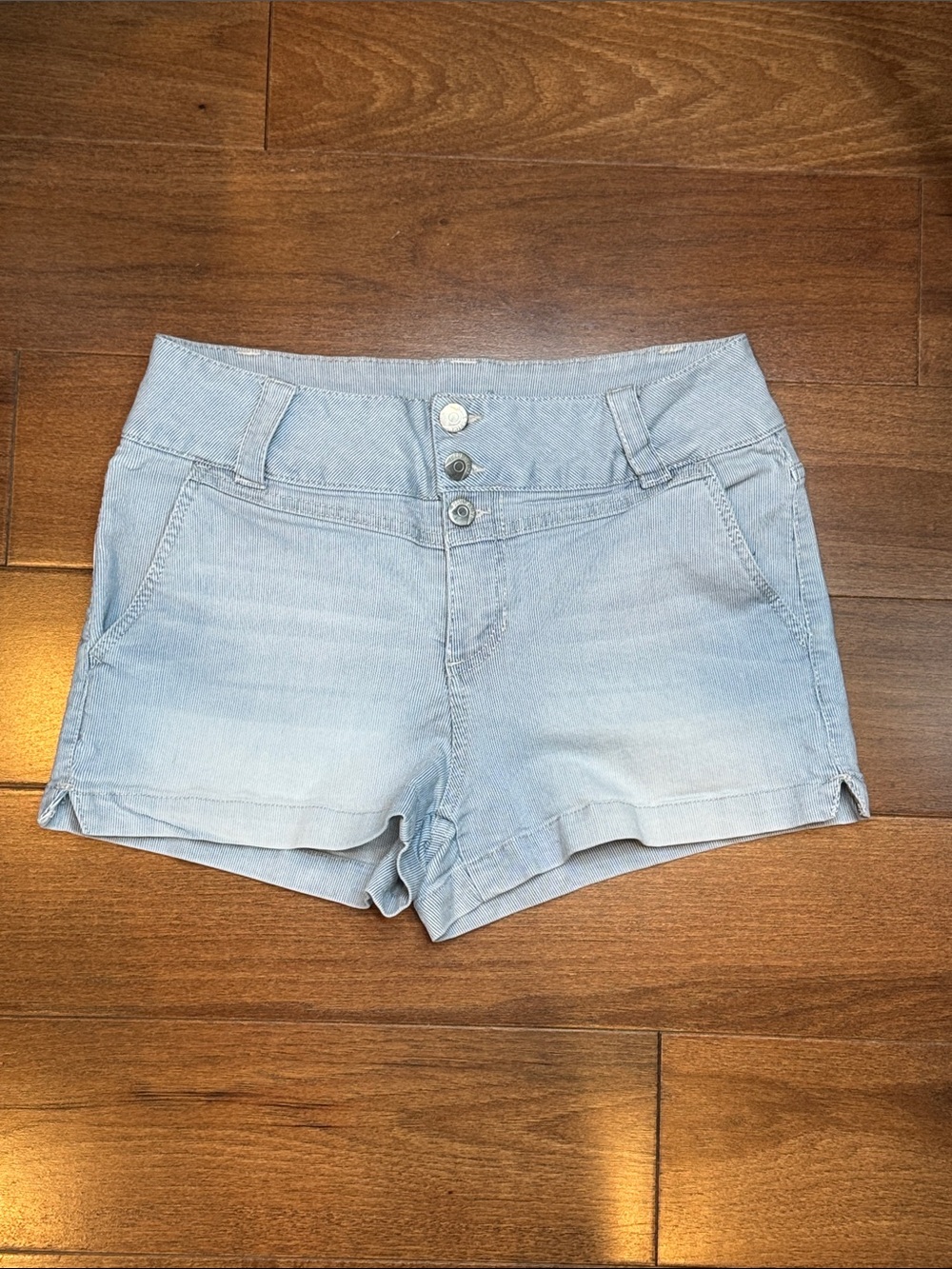 BLUE SPICE Pin Striped Stretchy Denim Like Shorts